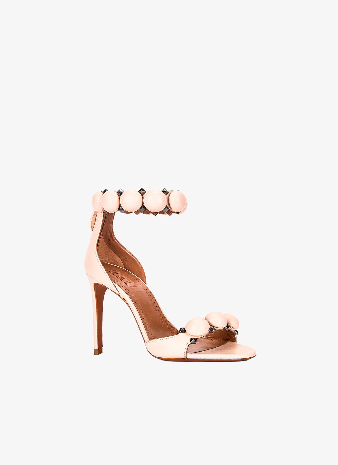 Bombe sandals in calfskin ALAÏA PEBBLE GREY BOMBE SANDALS IN CALFSKIN